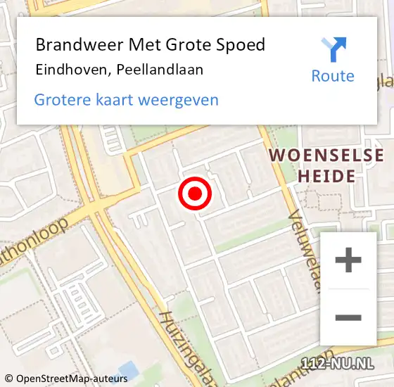 Locatie op kaart van de 112 melding: Brandweer Met Grote Spoed Naar Eindhoven, Peellandlaan op 2 juni 2022 05:32