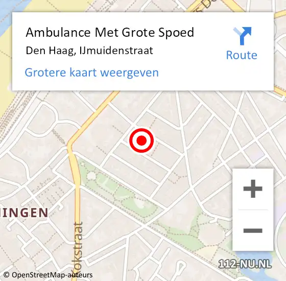 Locatie op kaart van de 112 melding: Ambulance Met Grote Spoed Naar Den Haag, IJmuidenstraat op 2 juni 2022 06:04