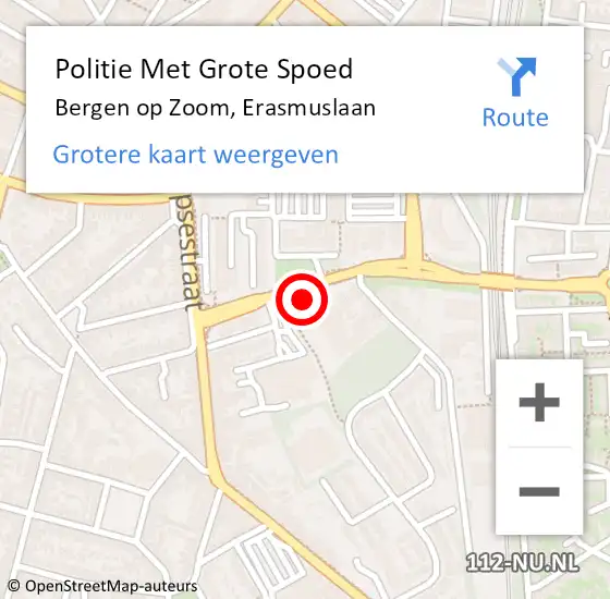 Locatie op kaart van de 112 melding: Politie Met Grote Spoed Naar Bergen op Zoom, Erasmuslaan op 2 juni 2022 06:37