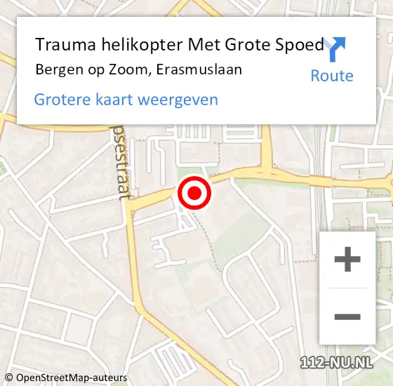 Locatie op kaart van de 112 melding: Trauma helikopter Met Grote Spoed Naar Bergen op Zoom, Erasmuslaan op 2 juni 2022 06:38