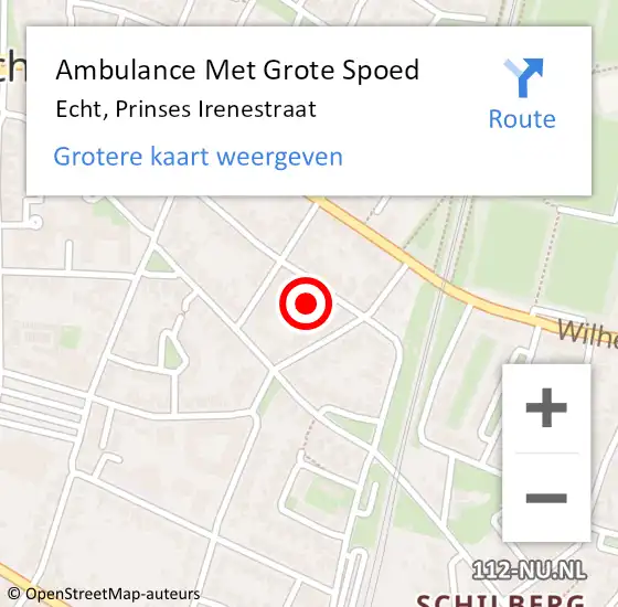 Locatie op kaart van de 112 melding: Ambulance Met Grote Spoed Naar Echt, Prinses Irenestraat op 2 juni 2022 07:08