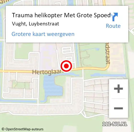 Locatie op kaart van de 112 melding: Trauma helikopter Met Grote Spoed Naar Vught, Luybenstraat op 2 juni 2022 07:16