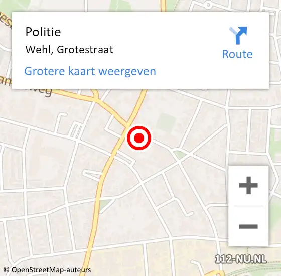 Locatie op kaart van de 112 melding: Politie Wehl, Grotestraat op 2 juni 2022 07:35