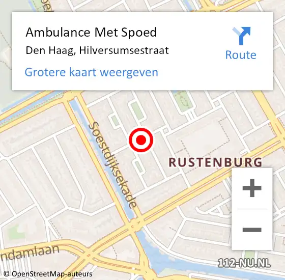 Locatie op kaart van de 112 melding: Ambulance Met Spoed Naar Den Haag, Hilversumsestraat op 2 juni 2022 08:06