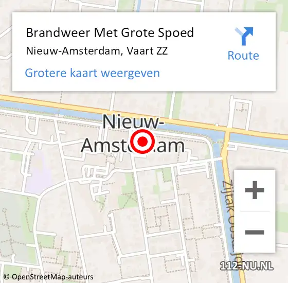 Locatie op kaart van de 112 melding: Brandweer Met Grote Spoed Naar Nieuw-Amsterdam, Vaart ZZ op 2 juni 2022 08:49
