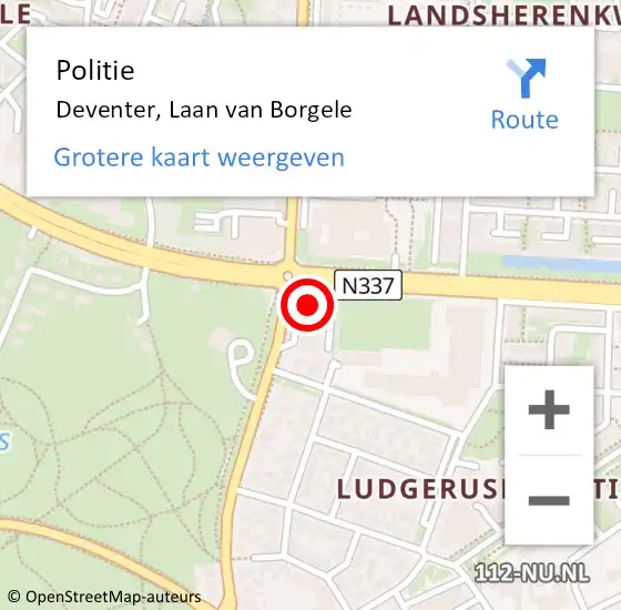 Locatie op kaart van de 112 melding: Politie Deventer, Laan van Borgele op 2 juni 2022 09:16