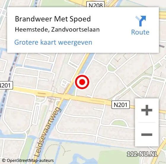 Locatie op kaart van de 112 melding: Brandweer Met Spoed Naar Heemstede, Zandvoortselaan op 2 juni 2022 09:17