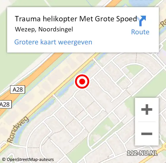 Locatie op kaart van de 112 melding: Trauma helikopter Met Grote Spoed Naar Wezep, Noordsingel op 2 juni 2022 09:36