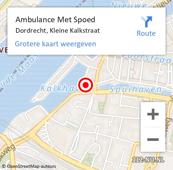 Locatie op kaart van de 112 melding: Ambulance Met Spoed Naar Dordrecht, Kleine Kalkstraat op 18 juli 2014 23:55