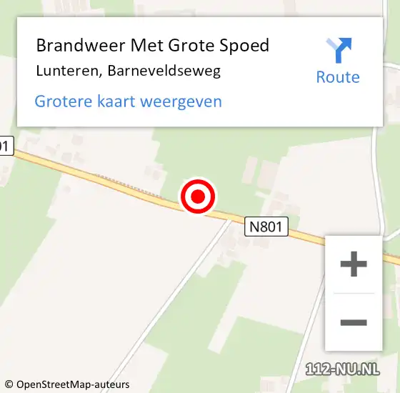 Locatie op kaart van de 112 melding: Brandweer Met Grote Spoed Naar Lunteren, Barneveldseweg op 2 juni 2022 09:55