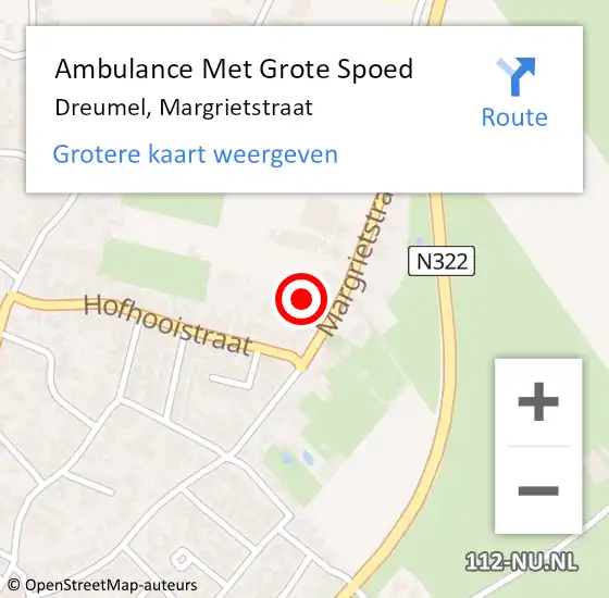 Locatie op kaart van de 112 melding: Ambulance Met Grote Spoed Naar Dreumel, Margrietstraat op 2 juni 2022 10:25