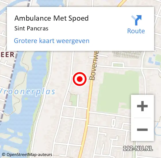 Locatie op kaart van de 112 melding: Ambulance Met Spoed Naar Sint Pancras op 2 juni 2022 10:33