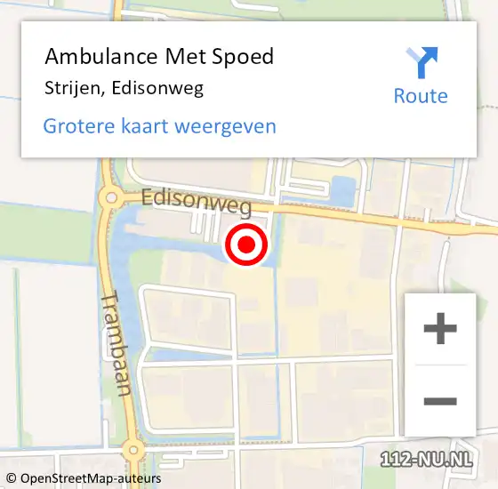 Locatie op kaart van de 112 melding: Ambulance Met Spoed Naar Strijen, Edisonweg op 2 juni 2022 10:35