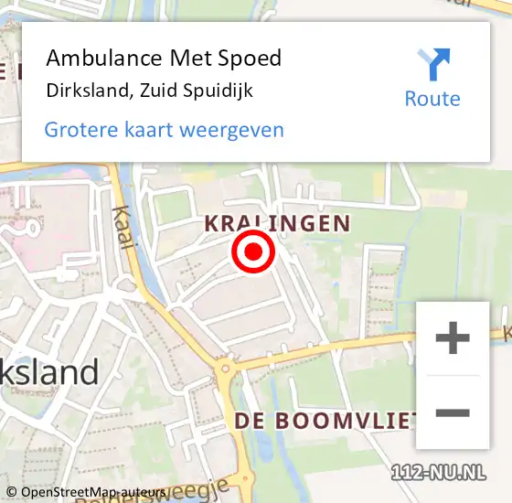 Locatie op kaart van de 112 melding: Ambulance Met Spoed Naar Dirksland, Zuid Spuidijk op 2 juni 2022 10:54