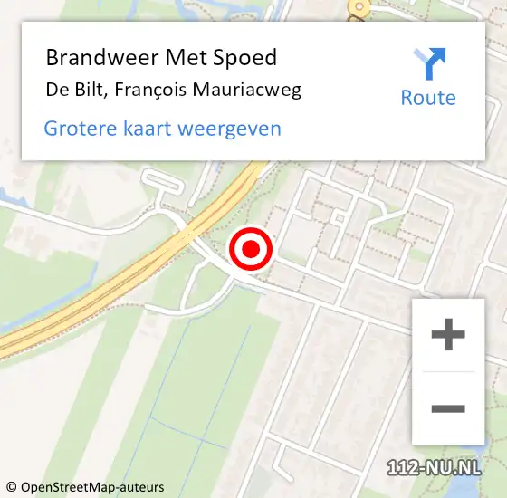 Locatie op kaart van de 112 melding: Brandweer Met Spoed Naar De Bilt, François Mauriacweg op 2 juni 2022 11:02