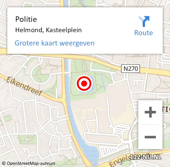 Locatie op kaart van de 112 melding: Politie Helmond, Kasteelplein op 2 juni 2022 11:02