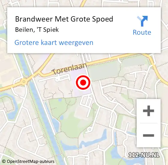 Locatie op kaart van de 112 melding: Brandweer Met Grote Spoed Naar Beilen, 'T Spiek op 19 juli 2014 00:08