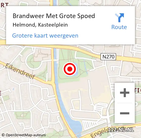 Locatie op kaart van de 112 melding: Brandweer Met Grote Spoed Naar Helmond, Kasteelplein op 2 juni 2022 11:03