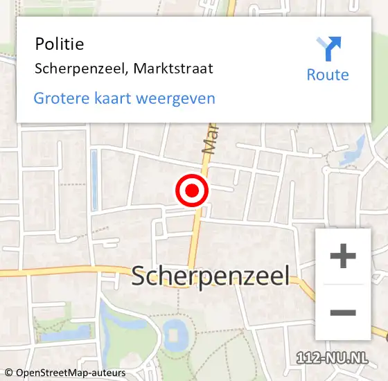 Locatie op kaart van de 112 melding: Politie Scherpenzeel, Marktstraat op 2 juni 2022 11:06