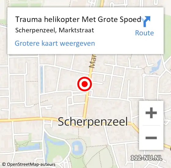 Locatie op kaart van de 112 melding: Trauma helikopter Met Grote Spoed Naar Scherpenzeel, Marktstraat op 2 juni 2022 11:07