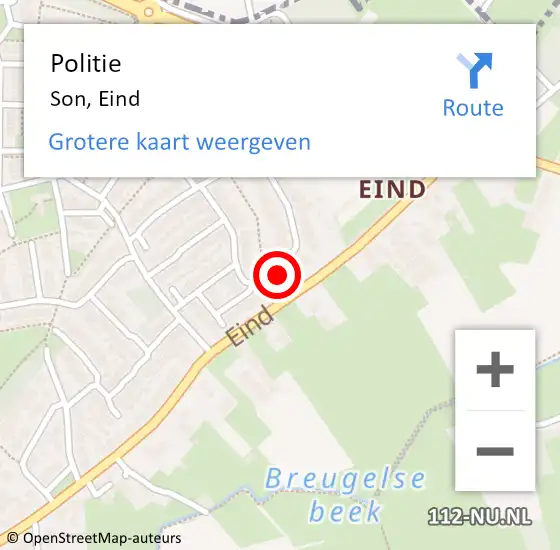 Locatie op kaart van de 112 melding: Politie Son, Eind op 2 juni 2022 11:09