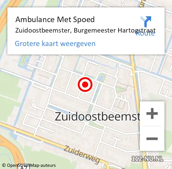 Locatie op kaart van de 112 melding: Ambulance Met Spoed Naar Zuidoostbeemster, Burgemeester Hartogstraat op 2 juni 2022 11:19