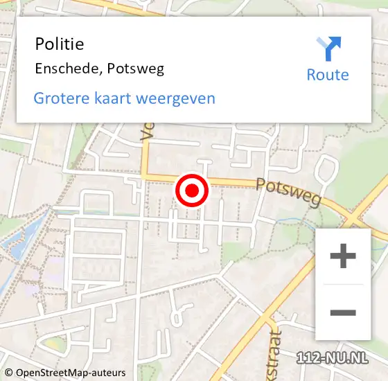 Locatie op kaart van de 112 melding: Politie Enschede, Potsweg op 2 juni 2022 11:26