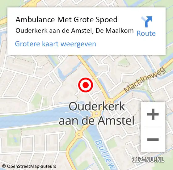 Locatie op kaart van de 112 melding: Ambulance Met Grote Spoed Naar Ouderkerk aan de Amstel, De Maalkom op 2 juni 2022 11:26