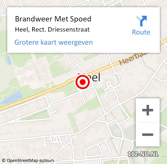 Locatie op kaart van de 112 melding: Brandweer Met Spoed Naar Heel, Rect. Driessenstraat op 2 juni 2022 11:35