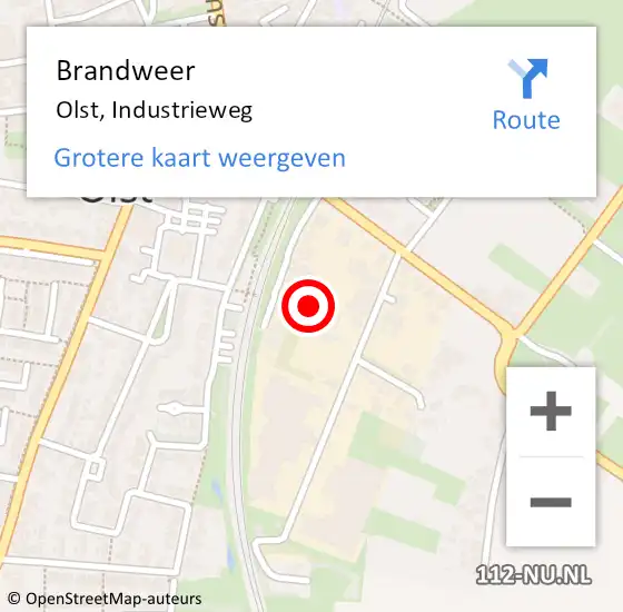 Locatie op kaart van de 112 melding: Brandweer Olst, Industrieweg op 2 juni 2022 11:44