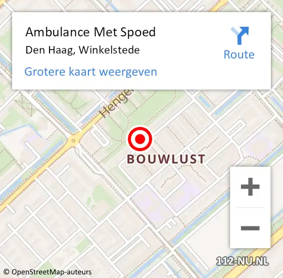 Locatie op kaart van de 112 melding: Ambulance Met Spoed Naar Den Haag, Winkelstede op 2 juni 2022 11:46
