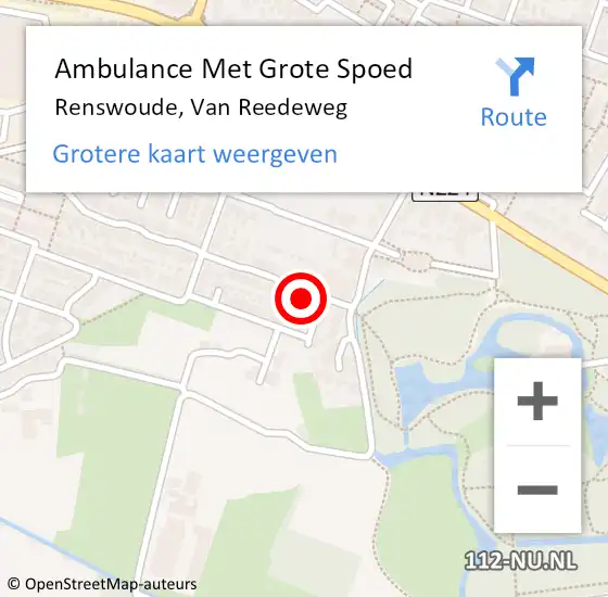 Locatie op kaart van de 112 melding: Ambulance Met Grote Spoed Naar Renswoude, Van Reedeweg op 19 juli 2014 00:17