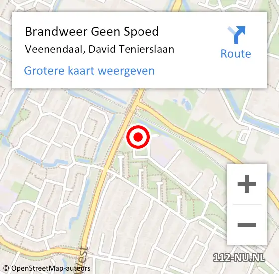 Locatie op kaart van de 112 melding: Brandweer Geen Spoed Naar Veenendaal, David Tenierslaan op 2 juni 2022 12:38