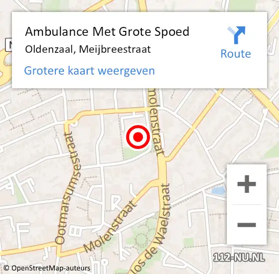 Locatie op kaart van de 112 melding: Ambulance Met Grote Spoed Naar Oldenzaal, Meijbreestraat op 2 juni 2022 12:39