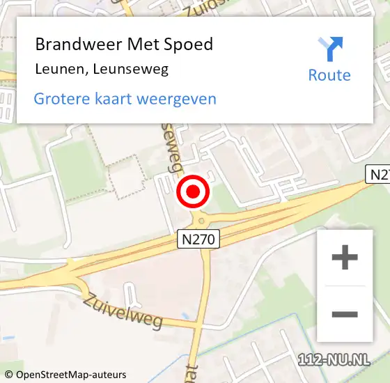 Locatie op kaart van de 112 melding: Brandweer Met Spoed Naar Leunen, Leunseweg op 2 juni 2022 12:53