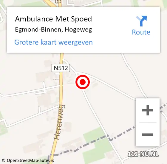 Locatie op kaart van de 112 melding: Ambulance Met Spoed Naar Egmond-Binnen, Hogeweg op 2 juni 2022 12:56