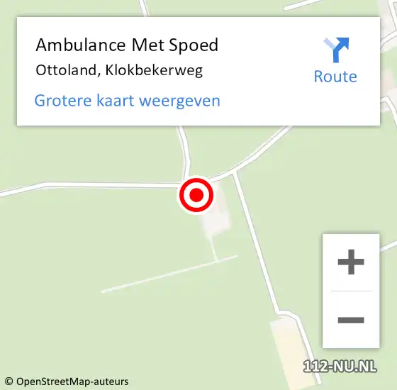 Locatie op kaart van de 112 melding: Ambulance Met Spoed Naar Ottoland, Klokbekerweg op 2 juni 2022 13:03