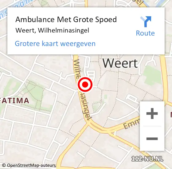 Locatie op kaart van de 112 melding: Ambulance Met Grote Spoed Naar Weert, Wilhelminasingel op 2 juni 2022 13:03