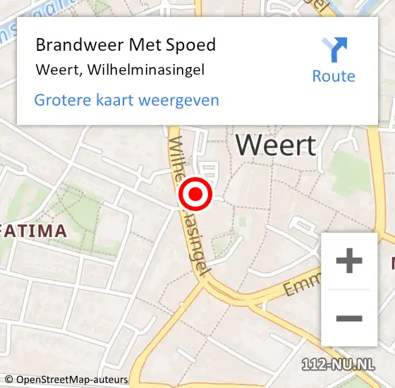 Locatie op kaart van de 112 melding: Brandweer Met Spoed Naar Weert, Wilhelminasingel op 2 juni 2022 13:07