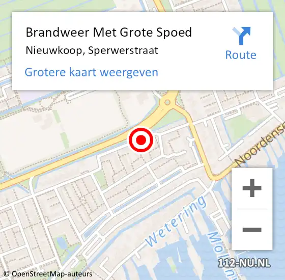 Locatie op kaart van de 112 melding: Brandweer Met Grote Spoed Naar Nieuwkoop, Sperwerstraat op 2 juni 2022 13:32