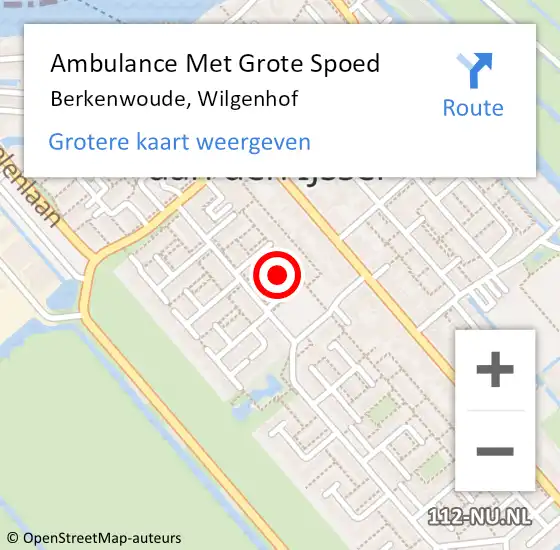 Locatie op kaart van de 112 melding: Ambulance Met Grote Spoed Naar Berkenwoude, Wilgenhof op 2 juni 2022 13:54