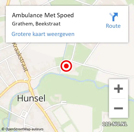 Locatie op kaart van de 112 melding: Ambulance Met Spoed Naar Grathem, Beekstraat op 2 juni 2022 13:57