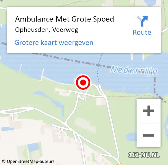 Locatie op kaart van de 112 melding: Ambulance Met Grote Spoed Naar Opheusden, Veerweg op 2 juni 2022 14:01