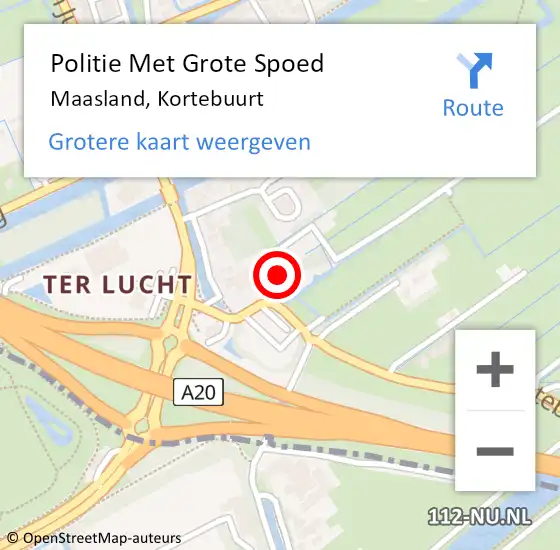 Locatie op kaart van de 112 melding: Politie Met Grote Spoed Naar Maasland, Kortebuurt op 2 juni 2022 14:03