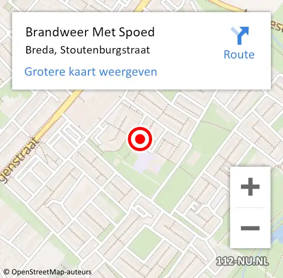 Locatie op kaart van de 112 melding: Brandweer Met Spoed Naar Breda, Stoutenburgstraat op 2 juni 2022 14:07