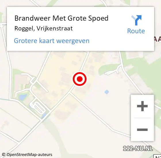 Locatie op kaart van de 112 melding: Brandweer Met Grote Spoed Naar Roggel, Vrijkenstraat op 2 juni 2022 14:12