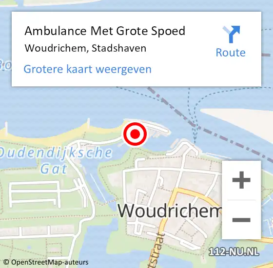 Locatie op kaart van de 112 melding: Ambulance Met Grote Spoed Naar Woudrichem, Stadshaven op 2 juni 2022 14:20