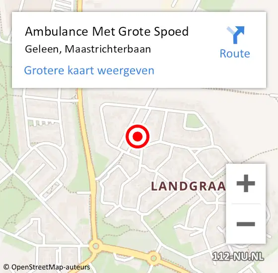 Locatie op kaart van de 112 melding: Ambulance Met Grote Spoed Naar Geleen, Maastrichterbaan op 2 juni 2022 14:26