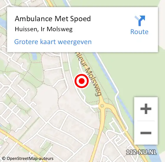 Locatie op kaart van de 112 melding: Ambulance Met Spoed Naar Huissen, Ir Molsweg op 2 juni 2022 14:33