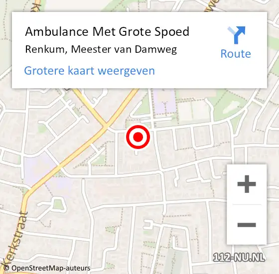 Locatie op kaart van de 112 melding: Ambulance Met Grote Spoed Naar Renkum, Meester van Damweg op 2 juni 2022 14:44